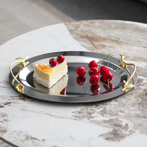 Plateau à fruits en métal argenté de luxe léger, plateau de rangement alimentaire, ornement décoratif de table pour la décoration de la maison, de la cuisine et du salon - Product Image 4