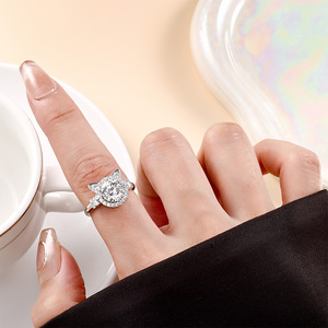 S925 anello gattino in argento a due carati, zampa bianca femminile, consigliato dal Live streaming di <span class=keywords><strong>Mo</strong></span> Sang Douyin, apertura - Product Image 4