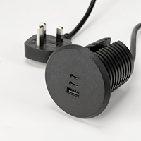 Enchufe USB Inteligente Empotrable Industrial con Toma de Corriente para Escritorio, con Puertos Duales Tipo-C PD de 65W y Corriente Nominal de 3A