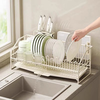 Évier côté étroit cuisine étagère de rangement ensemble en acier au carbone de haute qualité antirouille bol assiette vaisselle ustensile couverts égouttoir organisateur