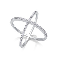Bijoux fins VVS D couleur Moissanite diamant anneaux de mariage X forme S925 argent Sterling plaqué or blanc bagues de promesse pour les femmes