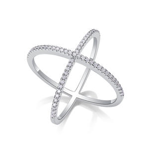 مجوهرات راقية ملونة مويسانيتي vs X شكل S925 من الفضة الإسترليني المطلية بالذهب خواتم وعد للنساء - Product Image 2