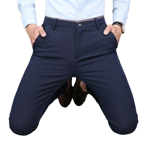 Men's Business Casual Trousers High Waist Zipper Fly Straight Pattern Worsted Fabric Four-sided Stretch - Product Image 1