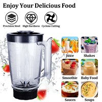 Jar Blender Plastik Anti Pecah Kapasitas 1.8L Profesional, Suku Cadang untuk Kebanyakan Blender, Cocok untuk Penggunaan Rumah Tangga