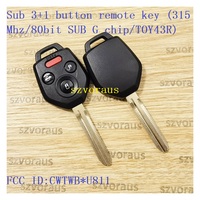 Haute qualité pour Subaru 3 + 1 bouton clé de voiture intelligente Fob 315 Mhz/80bit SUB G puce/TOY43R télécommande Compatible avec les véhicules