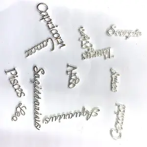 Astrology Horoscope Charms 12 pieces/set Alloy Rose Gold Pendant 3D hoop Jewellery nail charms for nail art accessories