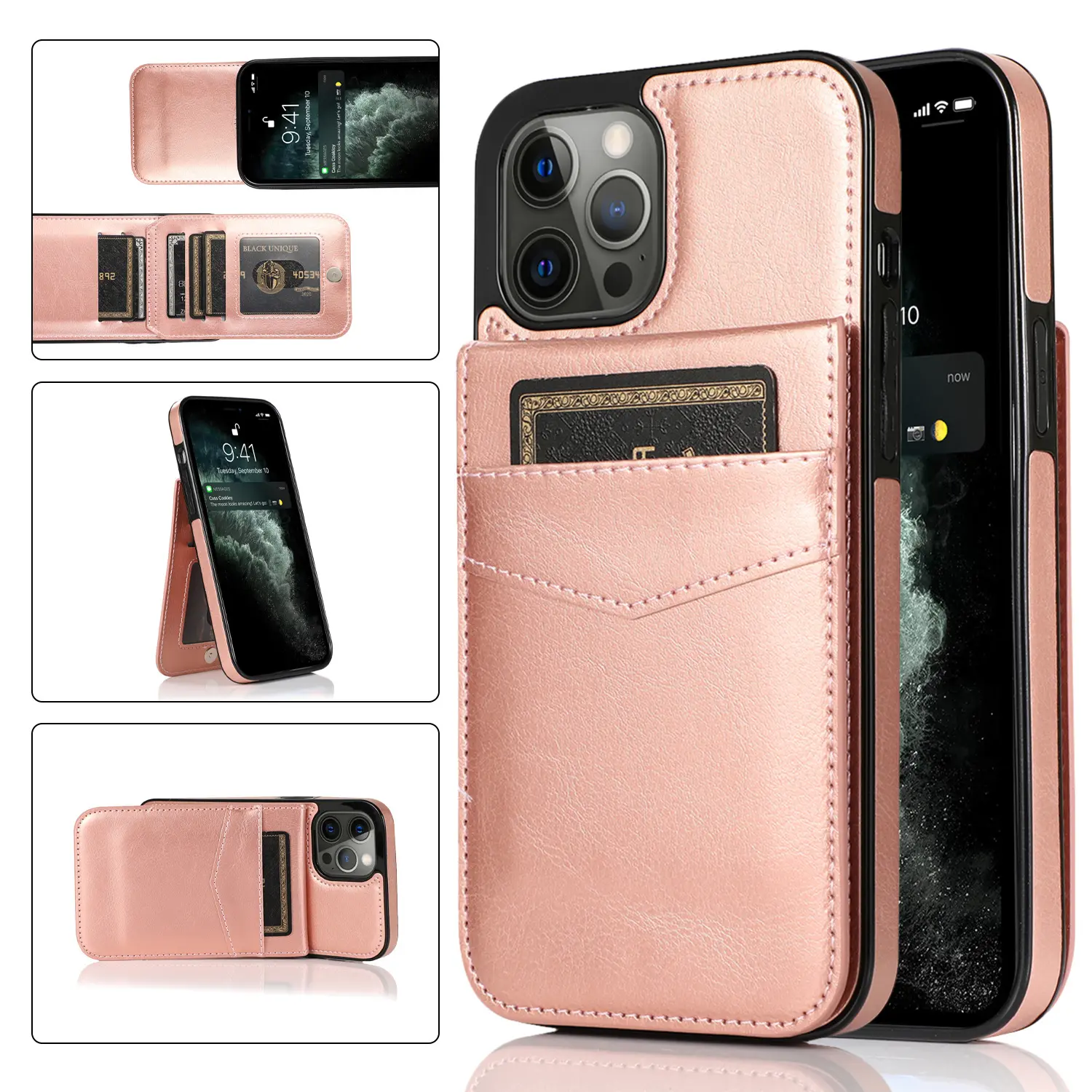 Custodia rigida in pelle PU custodia protettiva per cellulare custodia Multi porta carte portafoglio per iPhone 12 Mini 11 Pro Max XS