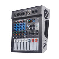 Console de mixage audio professionnelle 4 canaux 2x250W avec 99 effets DSP, contrôleur DJ actif / cartes son de mixage audio