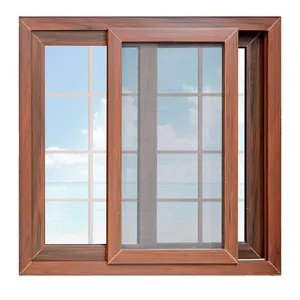 Wholesale Customized Aluminium Wooden Colours Windows Aluminium Frame Sliding Glass Window With House Window Grill Sliding Door