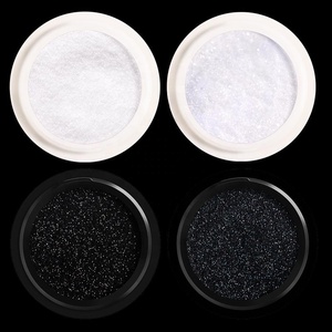 Poudre de laine pour nail art, poudre de <span class=keywords><strong>sucre</strong></span> granulée, poudre flocon de neige blanche, paillettes étoiles noires, accessoires pour nail art, vernis à ongles - Product Image 5