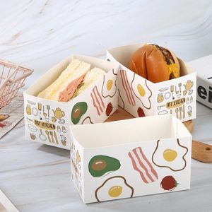 Contenedores de Papel para Llevar, Cajas de Papel para <span class=keywords><strong>Hamburguesas</strong></span>, Bandeja para Pan Tostado, para Restaurantes, Picnics y Fiestas - Product Image 3