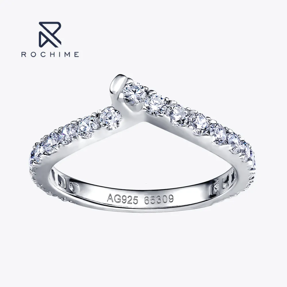 Rochime Pita Pernikahan S925 Perak Rhodium Disepuh Cincin Ins Gaya Perhiasan untuk Wanita