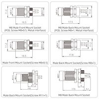 Conector Impermeable M8 de Ángulo Recto, Metálico, para Montaje en Panel PCB, Tipo Conectado a Tierra, Código 3 4 D 5B 6 8 Pines, IP67, Enchufe de Aviación