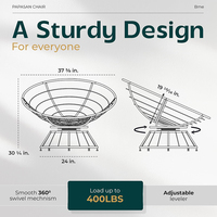 Chaises modernes d'extérieur, chaises pivotantes pour salle de lecture et chambre à coucher, chaise longue ergonomique en osier Papasan avec coussin marron et base marron