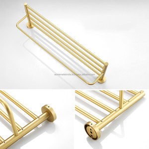 Elegant Gold Coated <b>Towel</b> <b>Stand</b> in Metal with Stylish Design Perfect for Wall Mounted Bathroom and Vanity Supplies Decor - Product Image 3