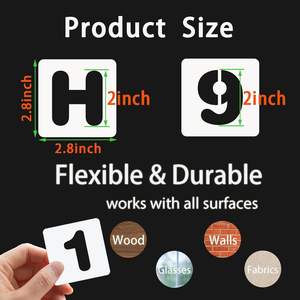 Pochoirs de <span class=keywords><strong>peinture</strong></span> <span class=keywords><strong>alphabet</strong></span> en plastique réutilisables de 2 pouces 36pcs Pochoirs de lettres et de chiffres pour le bricolage, la décoration et la <span class=keywords><strong>peinture</strong></span> murale en bois. - Product Image 2