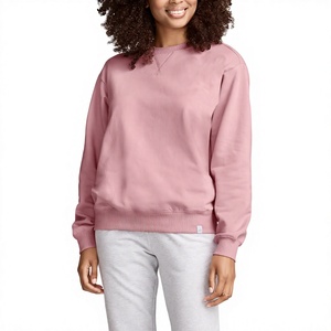 Sweat-shirt pour femme à col rond, coupe décontractée, en molleton brossé de qualité 380 GSM, mélange polyester/coton, couleur unie, vente chaude OEM à bas prix pour l'hiver - Product Image 2