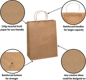 Eco Certified Custom Wholesale Friendly Fsc Craft Food <b>Gift</b> Packaging White Brown Black <b>Plain</b> Paper <b>Bag</b> Printed Kraft Paper <b>Bag</b> - Product Image 4