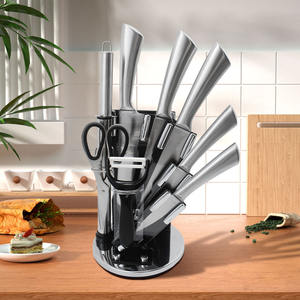 Juego de cuchillos de cocina profesional HSK Premium de 9 piezas de gama alta de China con soporte de acrílico y afilador de mano - Product Image 2