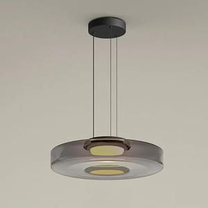 Scandinavian Art Glass Pendant Light - Handmade Amber/Grey/Green Glass Shade with Adjustable <strong>Hanging</strong> for Restaurants &amp; Cafes - Product Image 2