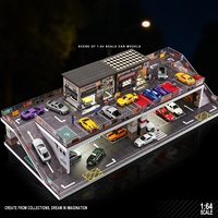 Vitrine d'exposition éclairée pour parking à double étage à l'échelle 1:64 - Scène de garage pour voitures miniatures en PVC et acrylique