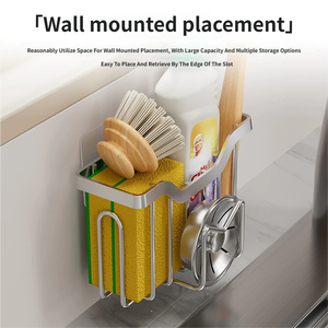 Portaspugne e Porta Spazzole <span class=keywords><strong>da</strong></span> Cucina Senza Foratura, Organizzatore Salvaspazio per Lavello, Scolapiatti per Cucina e Bagno - Product Image 4