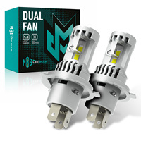 Ampoule de phare LED H4, faisceau haut et bas, 50W, double ventilateur, remplacement halogène 1:1, Plug and Play, ampoule de phare de voiture 6500K