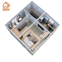 Maison conteneur préfabriquée empilable à 2 étages DXH Custom pour hôtel, extérieur et cuisine - Anti-rouille, résistante au vent