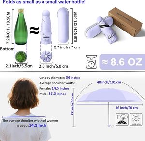 Ô dù du lịch OVIDA nhỏ gọn, chống tia UV, nhẹ, bỏ túi, mở đóng bằng tay - Product Image 3