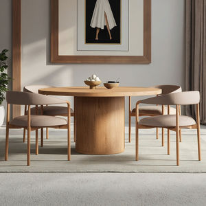 Juego <span class=keywords><strong>de</strong></span> <span class=keywords><strong>Comedor</strong></span> Redondo <span class=keywords><strong>de</strong></span> Madera Maciza Estilo Italiano Moderno FERLY <span class=keywords><strong>de</strong></span> 8 Piezas para 6 Personas con 2 <span class=keywords><strong>Sillas</strong></span> Adicionales para Muebles <span class=keywords><strong>de</strong></span> Hogar - Product Image 2