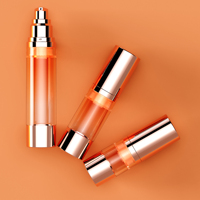 Flacon pompe sans air cylindrique 15ml 30ml 50ml en ABS AS PP pour emballage de lotion et crème, forme pour nettoyant visage, logo personnalisé