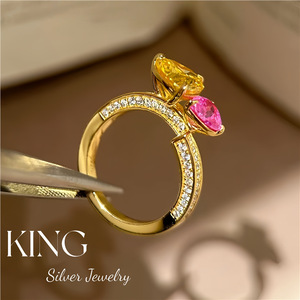 Anillo de Plata de Ley S925 Chapado en Oro con Incrustaciones de Circonitas, para Uso Diario de Mujeres - Product Image 1