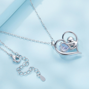 Collar con Colgante de Cobre en Forma de Corazón con Circonita Cúbica, Plateado en Plata, Estilo Romántico, Joyería Unisex para Uso Diario - Product Image 4
