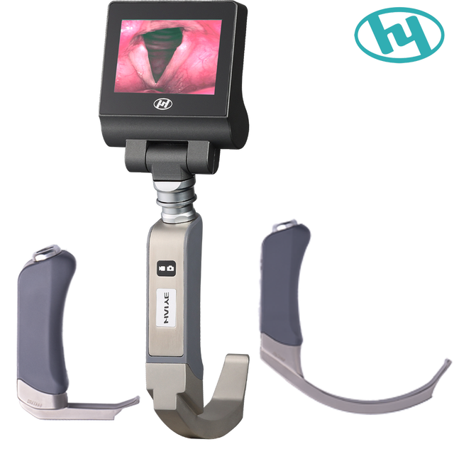 Reusable Fiber Optic Video Laryngoscope with Adjustable Brightness Display Compatible for Patients Airway Intubation Tool