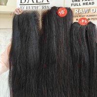 KEMY HAIR Bala Double Drawn Bundles 4*4 Lace Closure Cheveux Humains Remy Vietnamiens Lisses Naturels Couleur Noire pour Femmes