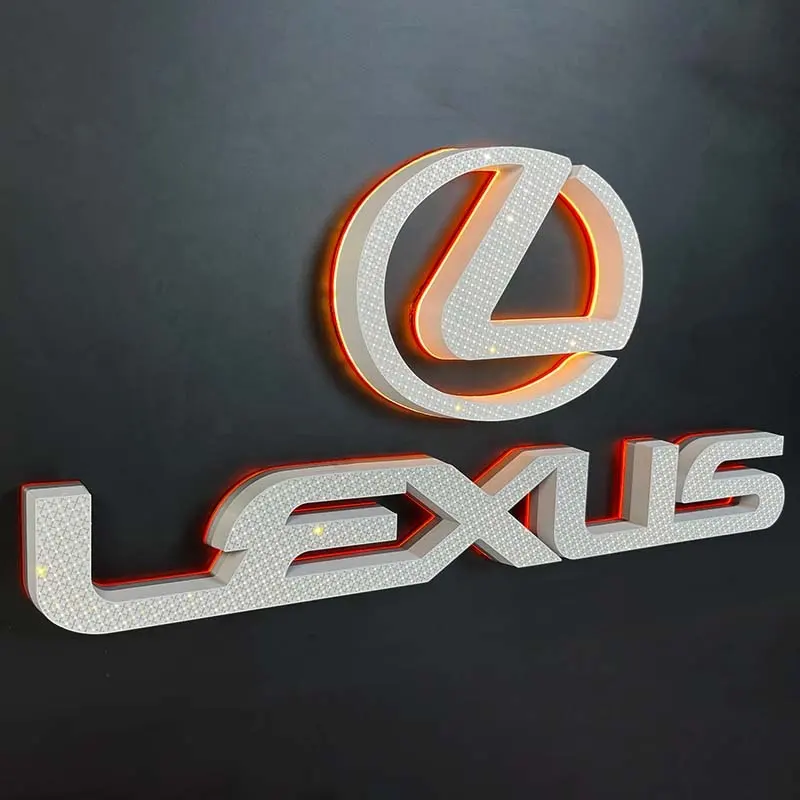 Logo merek mobil lampu latar kualitas tinggi tanda huruf cetak 3D