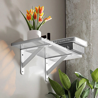 Prix d'usine vente en gros de quincaillerie pour meubles en métal supports d'étagère de montage mural d'angle en L flottants pliables personnalisés en acier inoxydable
