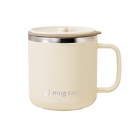 Mug à café isotherme en acier inoxydable 304, tasse de voyage à double paroi avec poignée, couvercle et cuillère, anti-fuite, thermique, pour le bureau et la maison
