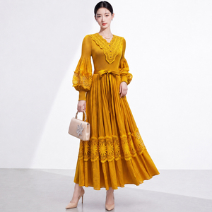 Robe plissée vintage grande taille pour femme, à volants cascade, moderne, haut de gamme, pour soirée, nouvelle collection automne 2026, style américain, best-seller - Product Image 2