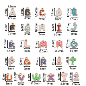 Breloques en alliage en forme de lettres, 26 couleurs mélangées aléatoires, pendentif en alliage de zinc pour la fabrication de bijoux DIY, accessoires de mode unisexes - Product Image 2