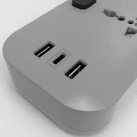 Prise d'extension universelle 3 voies certifiée CE avec sortie de charge USB et type C Commutateurs individuels Voyant lumineux