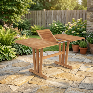 Table de salle à manger extérieure rectangulaire extensible en teck massif moderne pour 10 personnes, design écologique, imperméable, construction durable et stable - Product Image 3