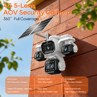 Caméra de sécurité solaire PTZ extérieure OEM avec capteur CMOS 20MP, carte SIM 4G, 6 moteurs, vision nocturne couleur, batterie, stockage cloud, garantie 1 an