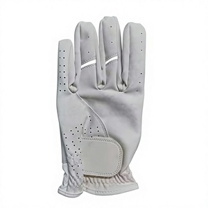 Custom Brand <b>White</b> Full Finger Golf Glove PU Leather Breathable Right Hand Unisex Sports Use Hook and Loop Closure - Product Image 1