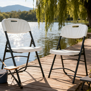 Chaise pliante en plastique pour l'intérieur et l'extérieur, chaise de pique-nique, chaise de stade, chaise de camping pliante avec dossier - Product Image 1