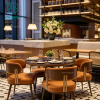 Solution personnalisée Ron Group tout-en-un : comptoir de café-bar, table ronde en bois, chaise ergonomique rembourrée, mobilier de restaurant commercial