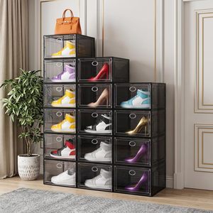 Custom Thicker Version High Transparent Plastic Clear <b>PS</b> Personalised Detachable Foldable Multifunction Shoe Sneaker Box Shoe - Product Image 6