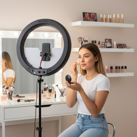 Simock Lampe annulaire LED bicolore de 19 pouces contrôlée par DMX pour maquillage, photographie, vidéo, studio en direct et enregistrement