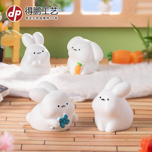 Figurines de lapins miniatures en résine Dp Craft, décorations d'animaux mignons, accessoires de bureau pour enfants et adultes - Product Image 5