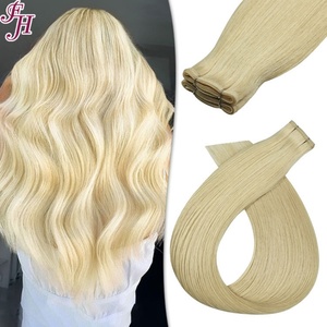 Suministro de Fábrica FH # Extensiones de Cabello Virgen Doble Trama de 60 Pulgadas, Trama Plana y Delgada, Cabello Humano Europeo Liso, 100 Gramos, Venta al Por Mayor - Product Image 1